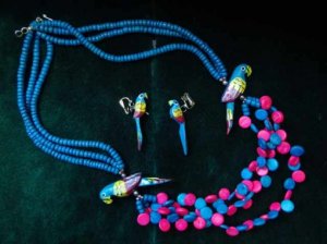 南国インコのネックレスとイヤリングのセット（S）