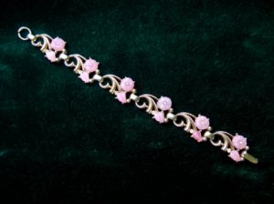 ヴィンテージ　ピンクのお花のブレスレット（S5966）