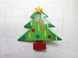 Pavone　クリスマスツリーのブローチ　キャンドル緑（S6952）