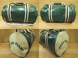 フレッドペリー] L7220-874 丸筒型のドラムバッグ：緑 ～PVC