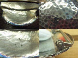 レッドムーン] SMF-B 925シルバー製の丸型バックル：タタキ加工で柄