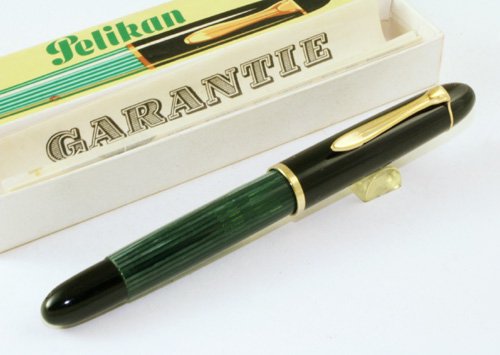 ☆貴重！1950's PELIKAN/ペリカン １４０ 万年筆！緑縞ニブ１４Ｋ細字