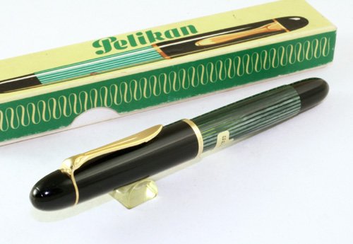 ☆貴重！1950's PELIKAN/ペリカン １４０ 万年筆！緑縞ニブ１４Ｋ細字 
