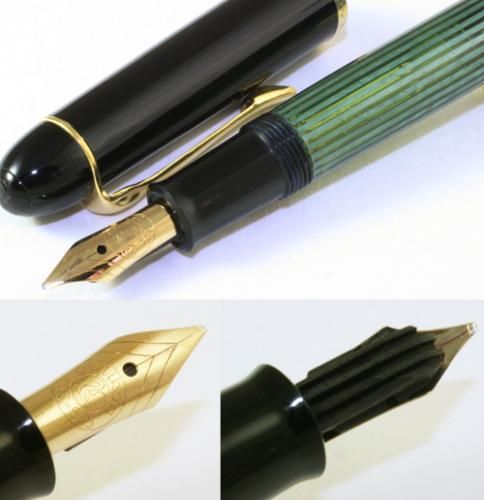 ☆貴重！1950's PELIKAN/ペリカン １４０ 万年筆！緑縞ニブ１４Ｋ 傾斜 