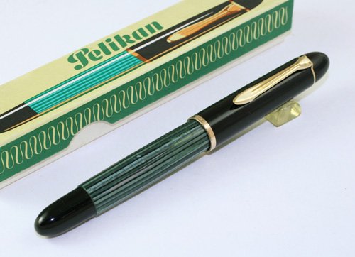 貴重 1950 S Pelikan ペリカン １４０ 万年筆 緑縞ニブdef 硬筆極細 元箱付 パーカー Parker 等 アンティーク万年筆 アンティーク文具 販売 商芸文具