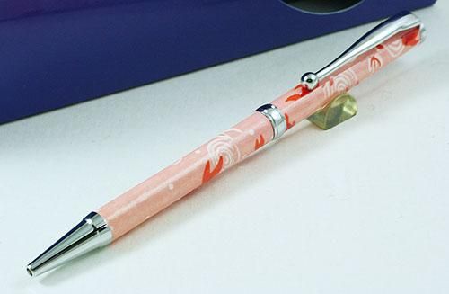 美濃和紙ボールペン 金魚 桃色 Pmw1552 Pink 友禅模様 パーカー Parker 等 アンティーク万年筆 アンティーク文具 販売 商芸文具