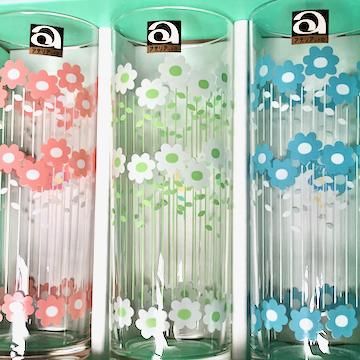 アデリア　ゾンビーグラス　ラプソディー　花柄他　3脚　セット　当時物 アデリア ゾンビーグラス ラプソディー 花柄他 3脚 セット 当時
