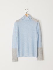 2023AW SEMI-SHEER CASHMERE TURTLE-NECK アクア