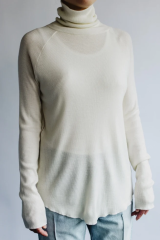 MEYAME 2023AW WASHABLE WOOL RIB TURTLE NECK PULLOVER kCREAM