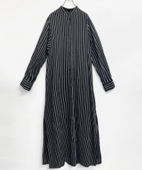SALT PLUS 2024SS Linen Stripe Dress ブラック