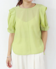 ڴָ10OFFMARILYN MOON 2way sheer tuck sleeve blouse
