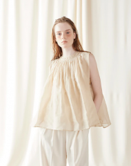 ڴָ10OFFMARILYN MOON tuck technique sheer cotton flare blouse