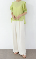 ڴָ10OFFMARILYN MOON 2way sheer tuck sleeve blouse
