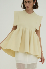 CLANE SQUARE SLEEVE GATHER KNIT TOPS