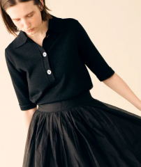 MARILYN MOON lame wool polo knit