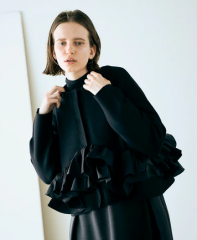 MARILYN MOON spiral taffeta raffle knit jacket