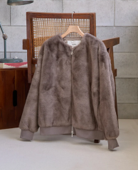 ADAWAS 2025AW FAUX-MINK ZIP JACKET