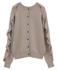 CLANE  W FACE SHOULDER FRILL KNIT CARDIGAN