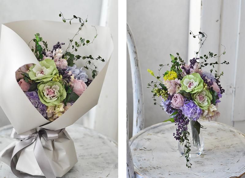 プリザーブドフラワーブーケ 葉牡丹