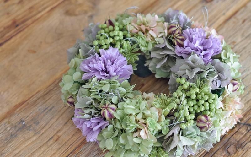 ガーベラのグリーンリース　プリザーブドフラワー プリザーブドフラワー｜グリーンリース｜色褪せることのないデザインを