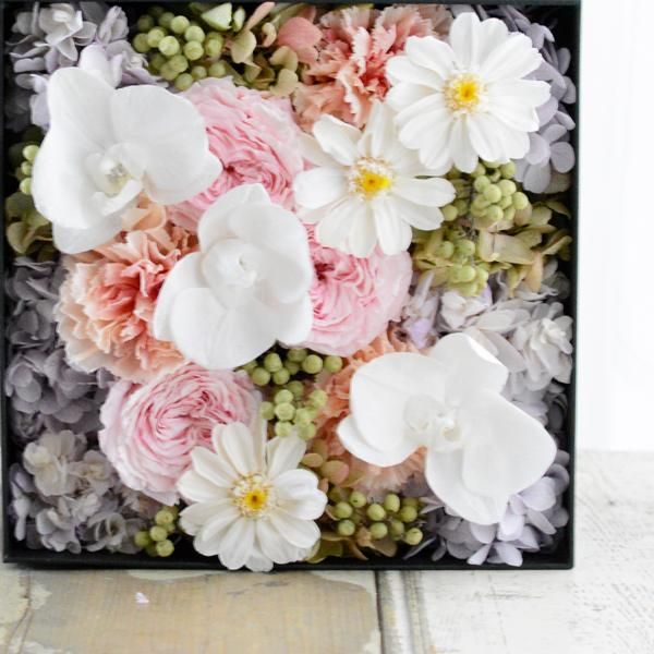 アンティークBoxフラワー❁⃘ Preserved Flower】アンティークレッドのプチフラワーボックス｜誕生日