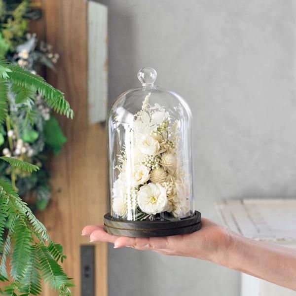 ガラスドームクリスマスツリーホワイト｜プリザーブドフラワー
