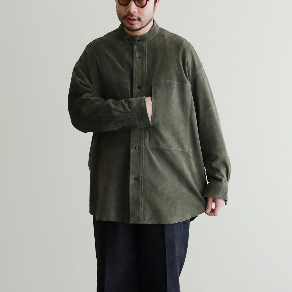 取寄商品 CCU｜STAND COLLAR SHIRT KHAKI | www.tegdarco.com