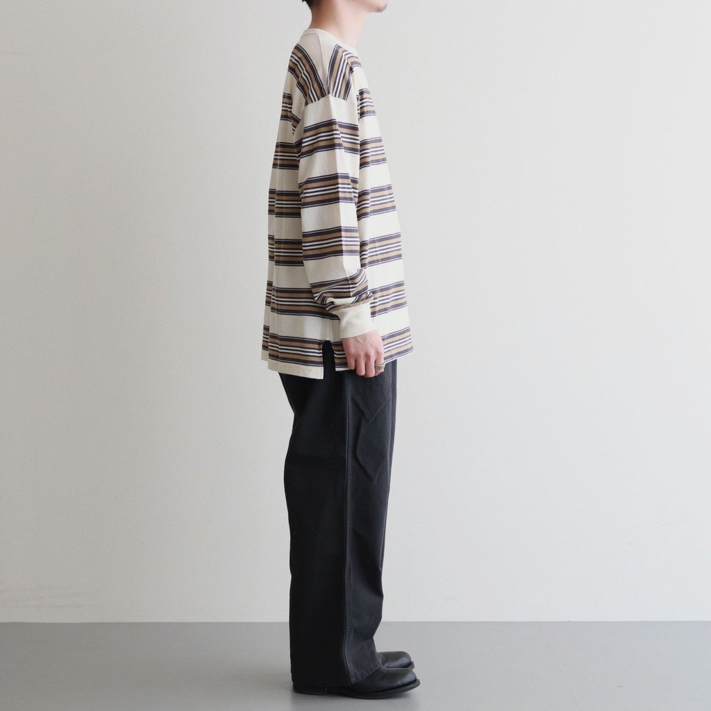 PHIGVEL MAKERS & Co. / BORDER LS TOP IVORY/NAVY