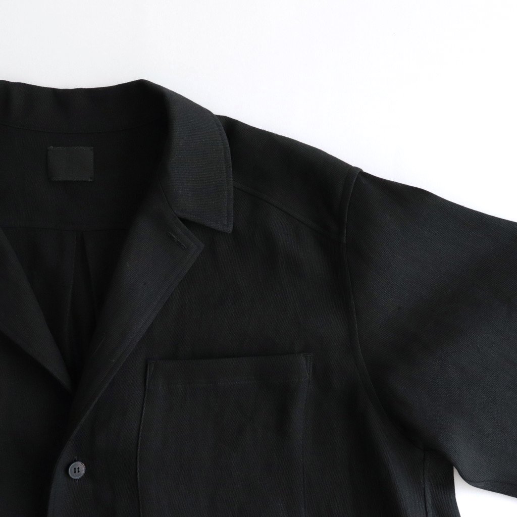 山内 / ションヘルリネン/ショートスリーブテーラードカラーシャツ BLACK