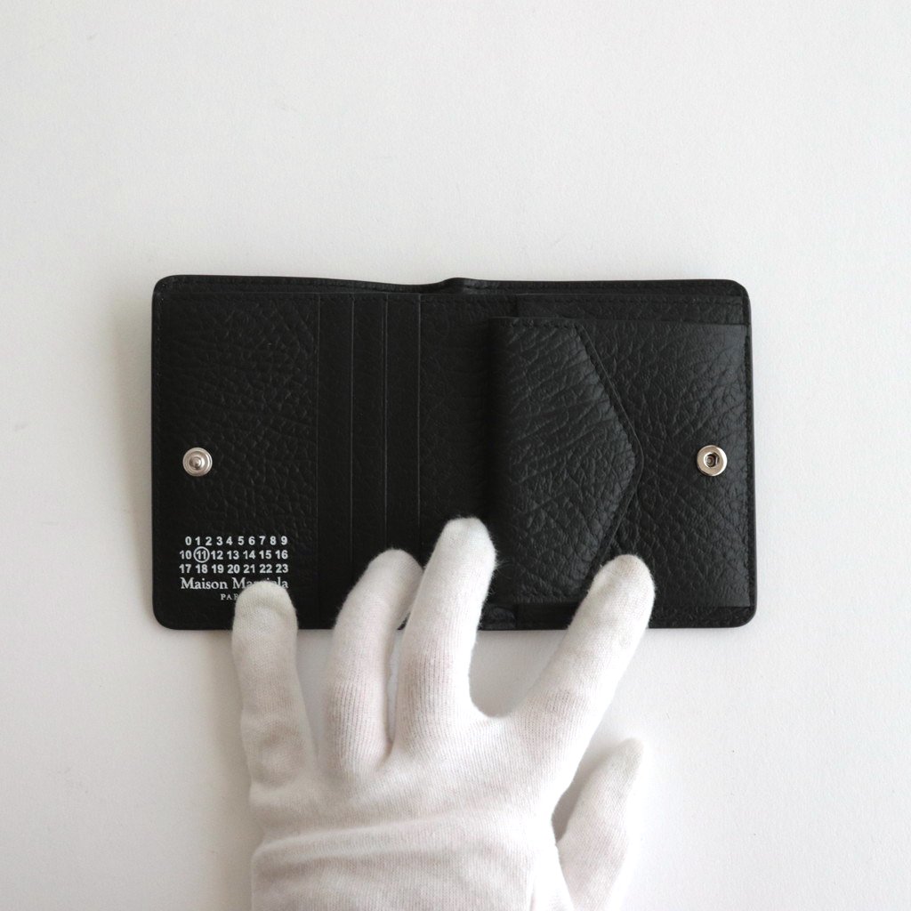 マルジェラ 二つ折り 財布 wallet grain leather ブラック-