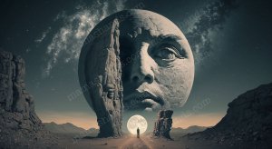 (ds-8) 古代の月と人間の創造 のスピリチュアル イラスト アート（デジタルコンテンツ ダウンロード販売）