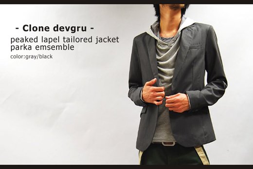 【Clone devgru】ドレープフードカットソーアンサンブル・1つ釦テーラードジャケット - メンズファッション通販 High-Hat
