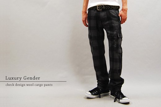 Luxury Gender】チェックデザイン・ウールカーゴパンツ - メンズ