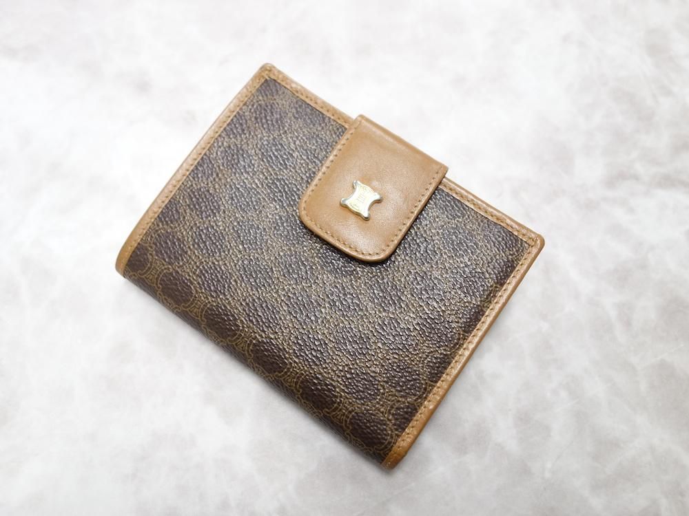注目 OLD CELINE オールド セリーヌ マカダム柄 二つ折り財布 小物