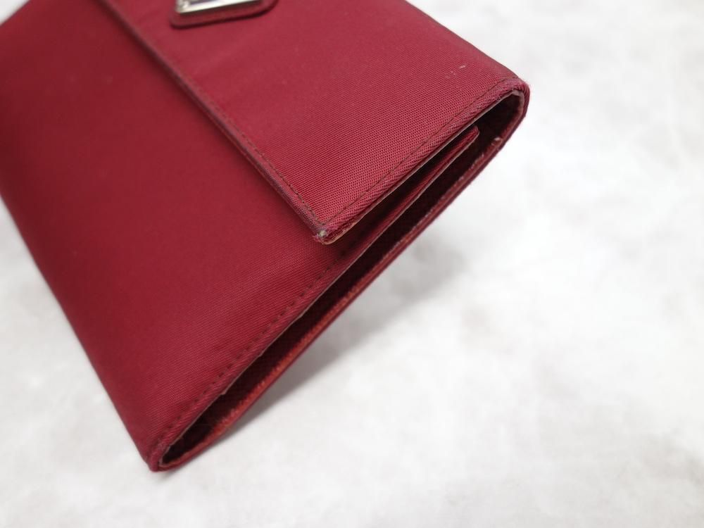 PRADA プラダ 三角プレート 三つ折り レザー ナイロン 折り財布 美品 プラダ PRADA 財布 三つ折り 折り財布 ナイロン 三角ロゴ メンズ