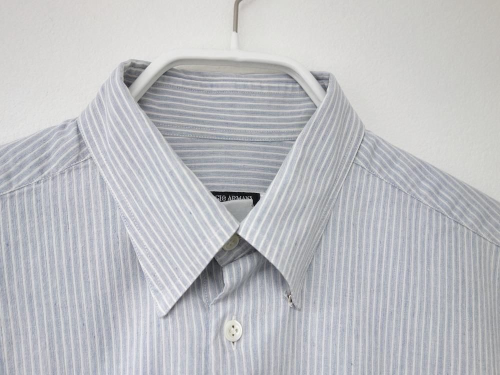 美品 アルマーニジュニア 16A ブルー ストライプ長袖シャツ 美品 アルマーニジュニア 16A ブルー ストライプ長袖シャツ
