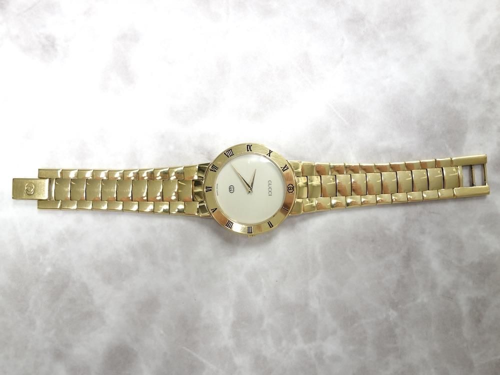新同品 グッチ GUCCI ローマン ゴールド 3300M 腕時計 箱 H137 新同品 グッチ GUCCI ローマン ゴールド 3300M 腕時計 箱 H137