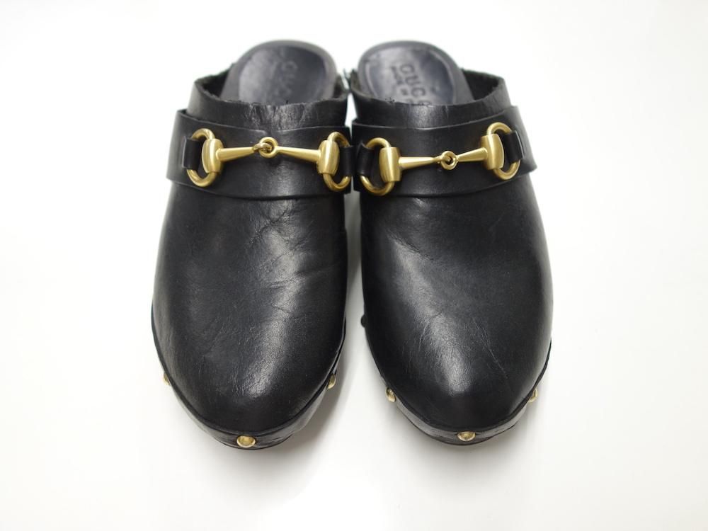 OLD GUCCI オールド グッチ レザー ビット ウッドサンダル