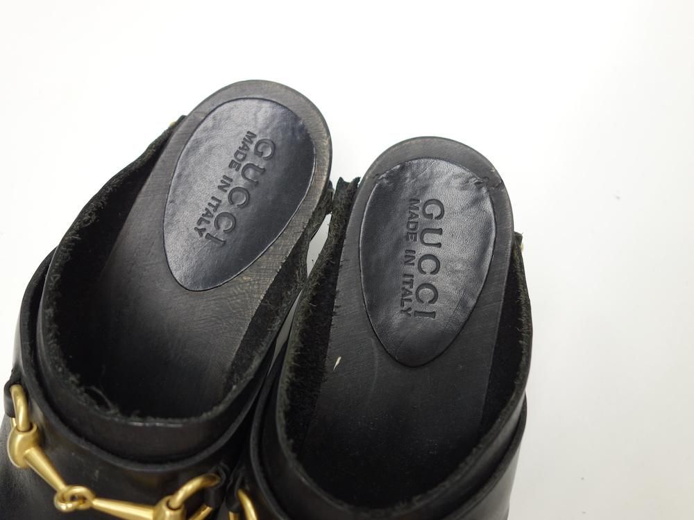 OLD GUCCI オールド グッチ レザー ビット ウッドサンダル