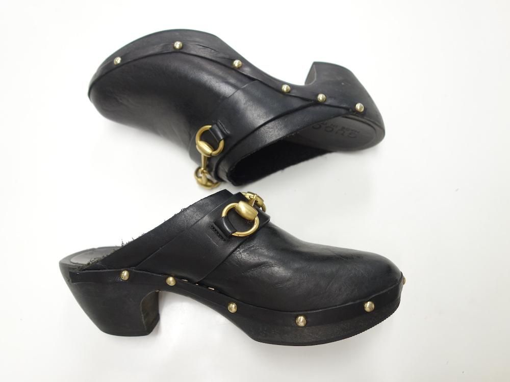 OLD GUCCI オールド グッチ レザー ビット ウッドサンダル