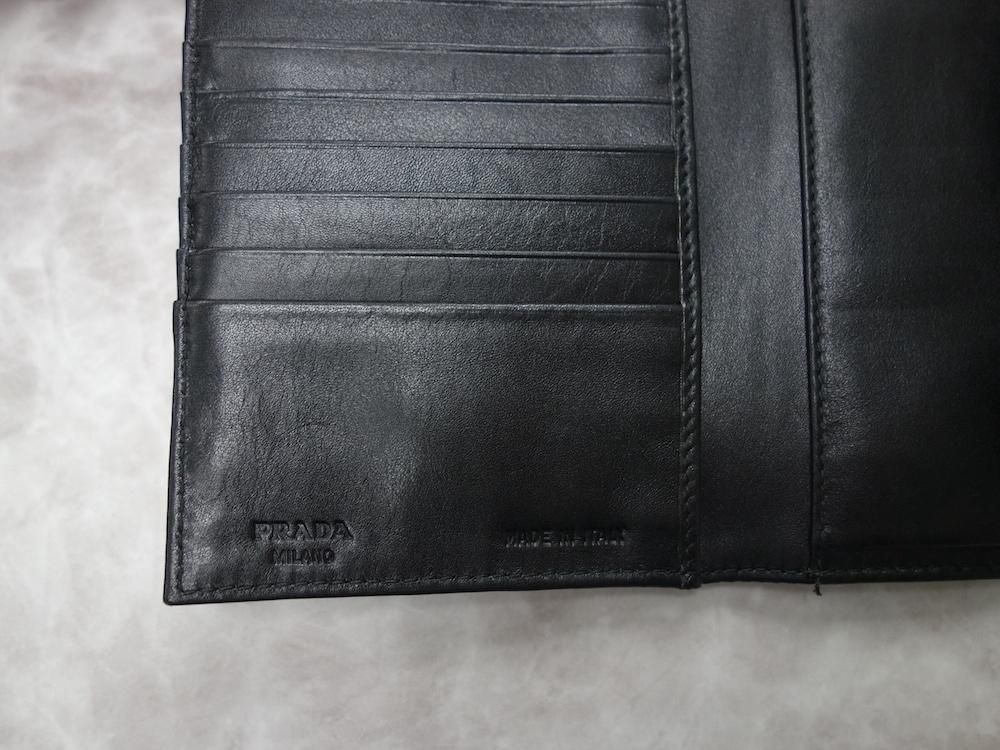 PRADA ブラックナイロン 三つ折り財布 プラダ 三つ折り財布 PRADA ナイロン×レザー ブラック 黒