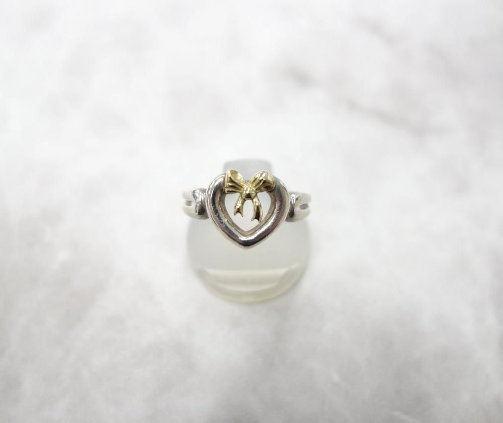 ティファニー　TIFFANY　9号　ハートリボン　リング　良品 Tiffany&Co. ティファニー ハート リボン リング 925/750
