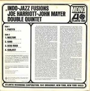 JOE HARRIOTT / JOHN MAYER DOUBLE QUINTET / Indo Jazz Fusions(LP