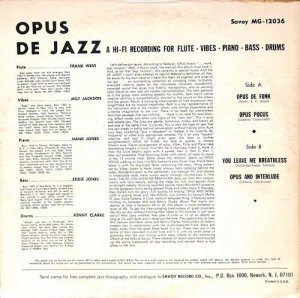 MILT JACKSON / Opus De Jazz(LP) - レコード買取＆販売のだるまや