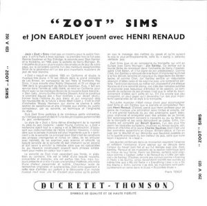 ZOOT SIMS / Ducretet Thomson: Et Jon Eardley Jouent Avec Henri Renaud(LP) -  レコード買取＆販売のだるまや