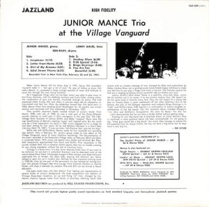 JUNIOR MANCE TRIO / At The Village Vanguard(LP) - レコード買取