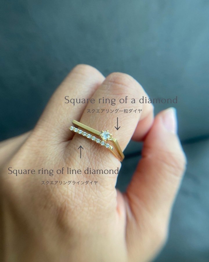 K18YG スクエアリング 一粒ダイヤ 【The Square 】KADYRAY - KADYRAY Jewelry / Color's