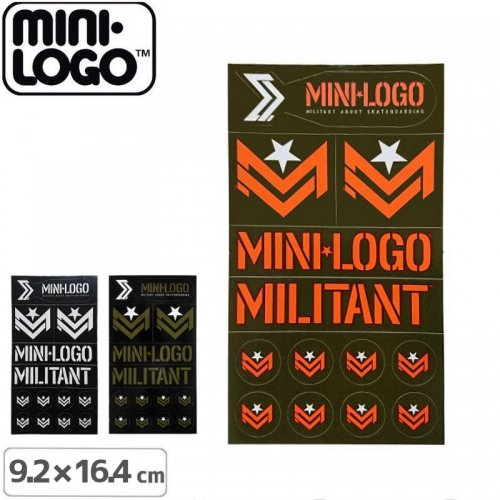 【MINI LOGO ミニロゴ ステッカー】MILITANT STICKER SHEET【9.2cm x 16.4cm】NO04