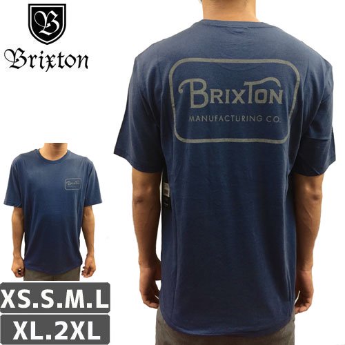 【BRIXTON ブリクストン スケボー Tシャツ】GRADE S/S STANDARD TEE【ネイビー】NO12