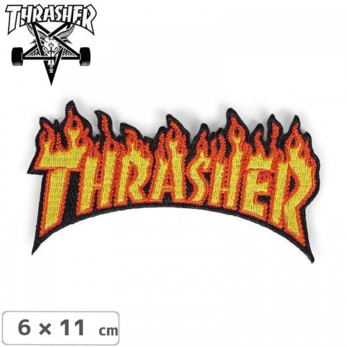 【スラッシャー THRASHER スケボーワッペン】USA規格 PATCHES FLAME【6 x 11cm】NO3